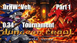 Dungeon Crawl: Stone Soup (DCSS) - 0.34 Tourny - Draconian Hedge Wizard of Veh (DrHW^Veh) - Part 1