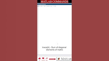 #Shorts #matlabtutorials - Matrix Operations - Sum of Diagonal elements #command #operators
