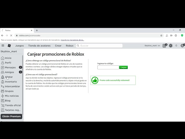 como puedo canjear un codigo de promocion roblox soporte