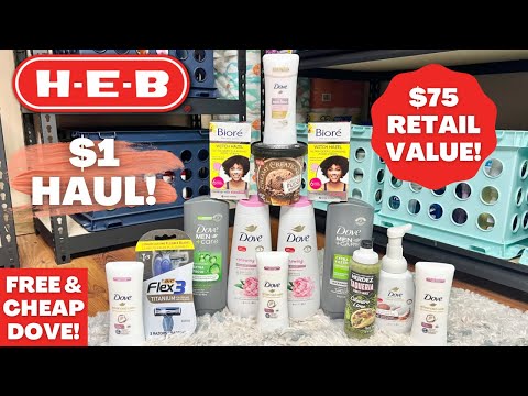 H-E-B COUPONING HAUL | $75 RETAIL VALUE FOR $1!! | FREE & CHEAP DOVE! | 7/16 – 7/18