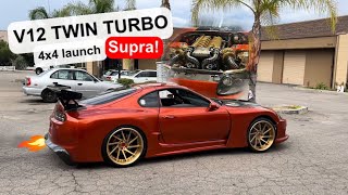 Launching the million dollar V12 AWD Twin turbo supra + 2 step
