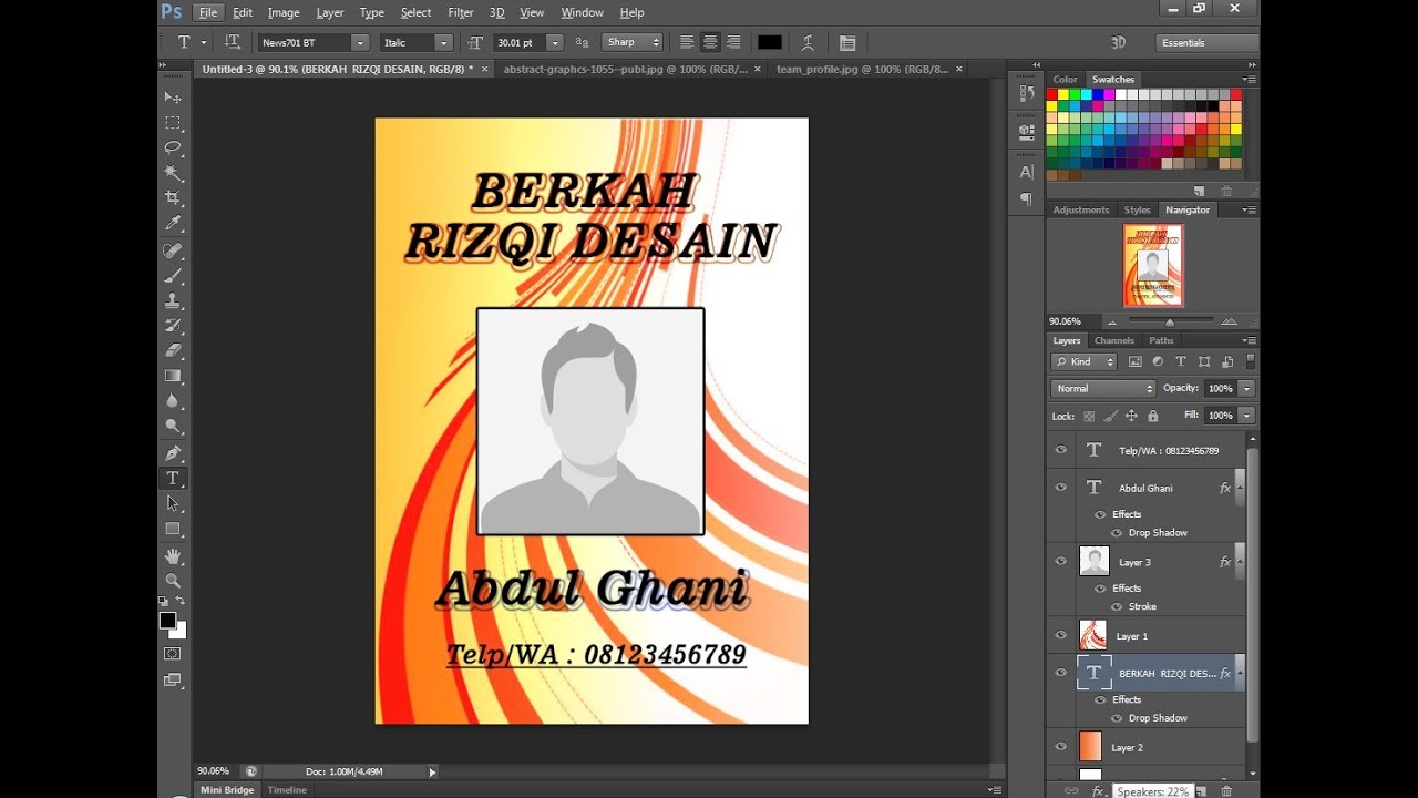 Cara membuat desain  Id  Card  di photoshop  YouTube