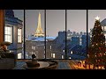 Luxury Paris Christmas Apartment in a Snow Storm Sax Jazz Music | 24/7 Live | Study & Sleep Ambient