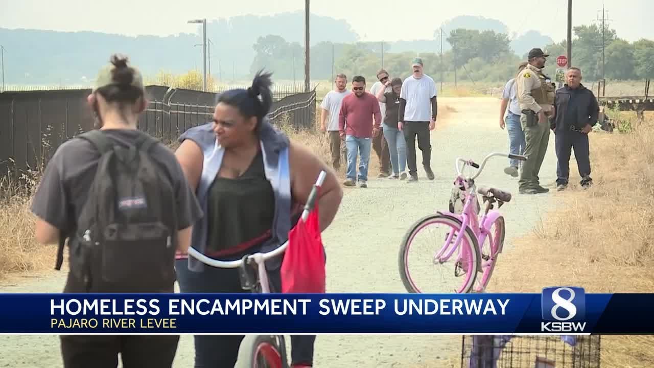 Major homeless encampment sweep under way near Pajaro River levee