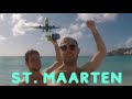 Huge planes land above us in st maarten  iguana island  maho beach