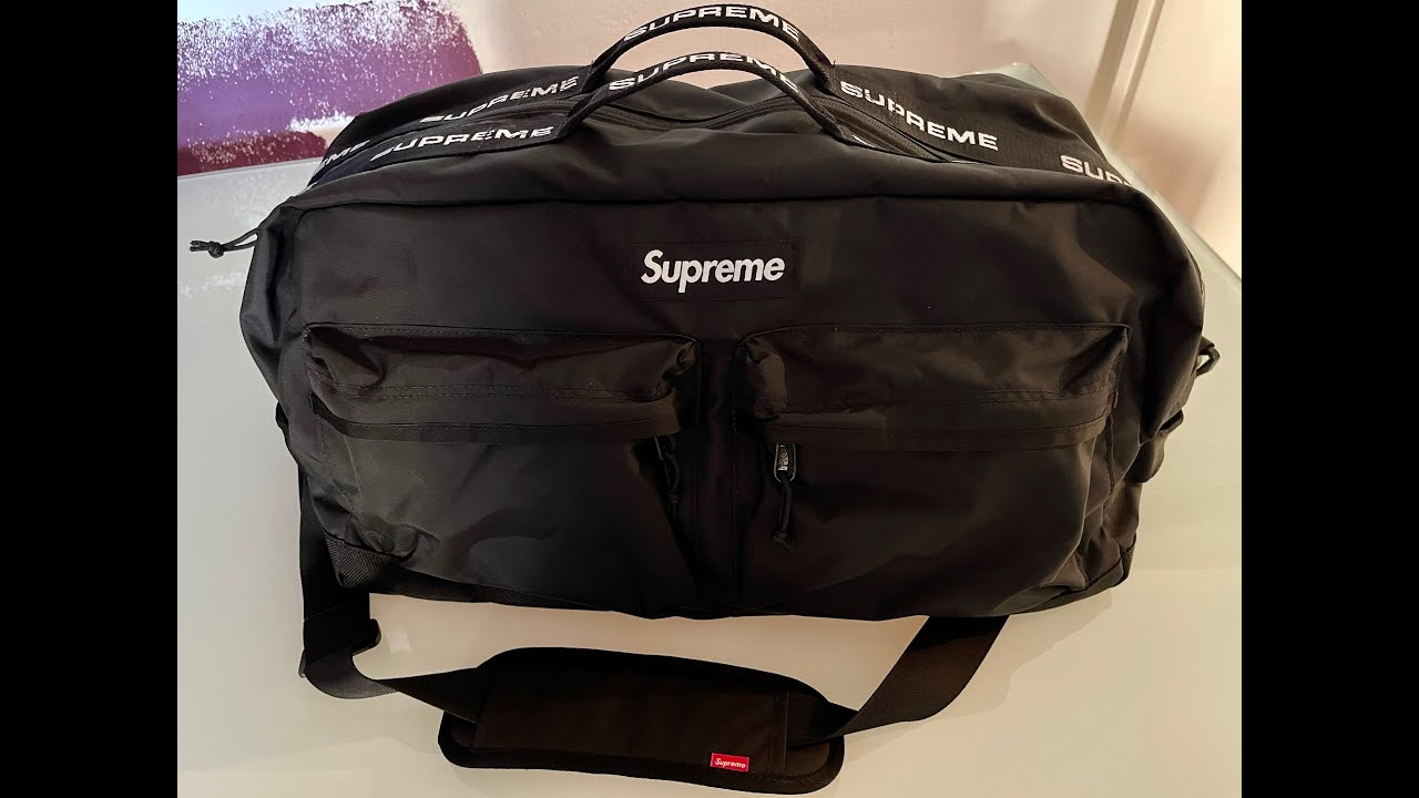 supreme duffle bag black