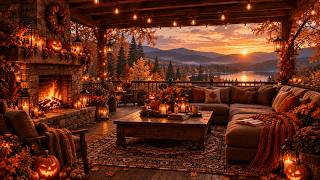 Magical Autumn Evening 🍂🌧️ Soft Jazz, Fireplace Glow & Gentle Rain for Deep Relaxation screenshot 2