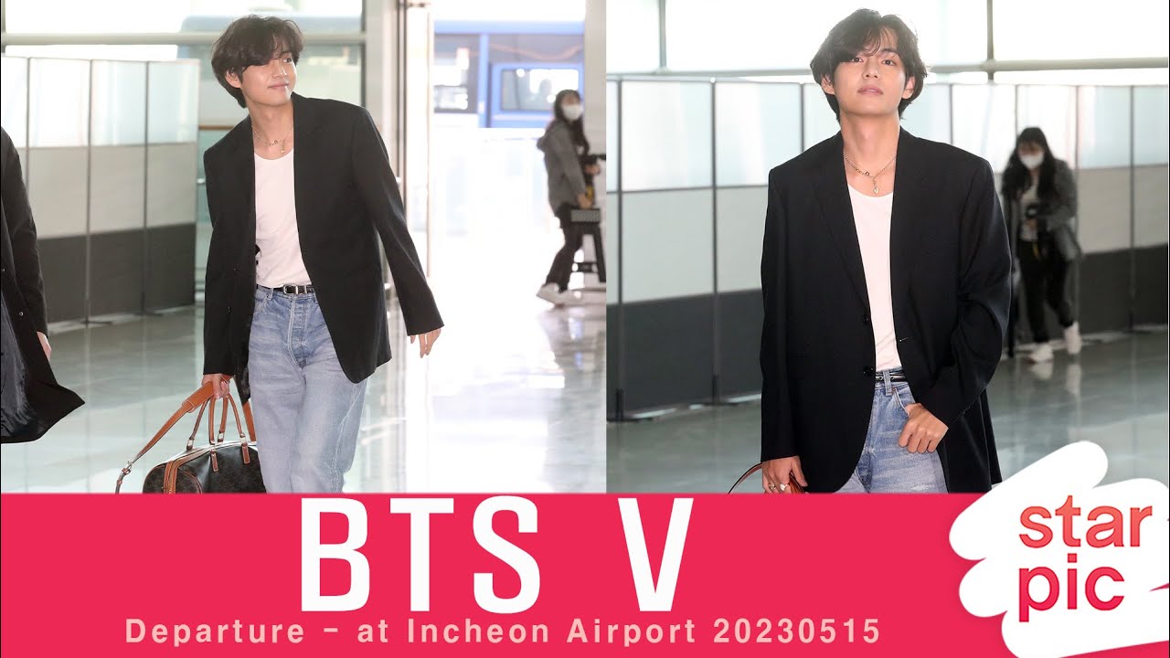 V, Suga of BTS are seen leaving Incheon International Airport on