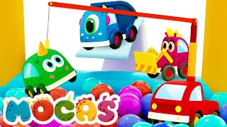 Sing With Mocas! Five Little Monster Trucks Song For Kids || Nursery Rhymes & Baby Songs