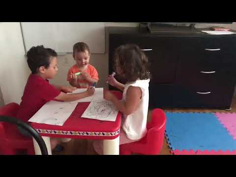 Siblings are drawing / ფერაძეები ხატავენ