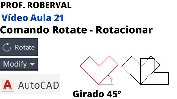 Aula 21- Comando Rotate (Rotacionar Girar) no AutoCAD.