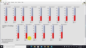 15 thermometers NTC, Arduino Mega2560 reading gauges on labview and saving data to excel sheet.