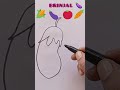 Brinjal 🍆 drawing, Eggplant drawing, Easy drawing for kids. Beautiful brinjal.