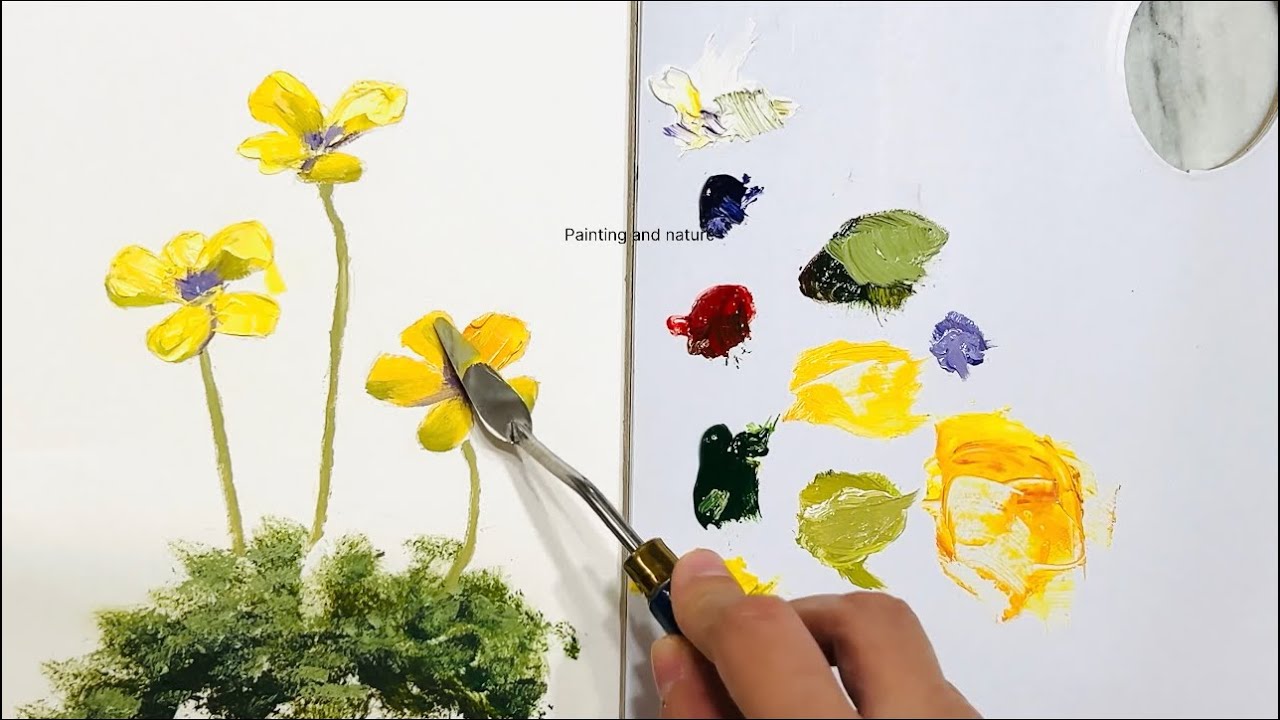 Really easy painting tutorial for beginners yellow flowers painting
