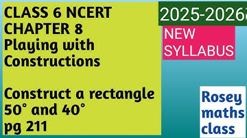 Class 6 pg 211 Construct a rectangle in which the diagonal divides angles into 50°and40°#maths#ncert