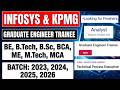 KPMG Biggest Hiring | Graduate Engineer Trainee | Infosys Off Campus Hiring