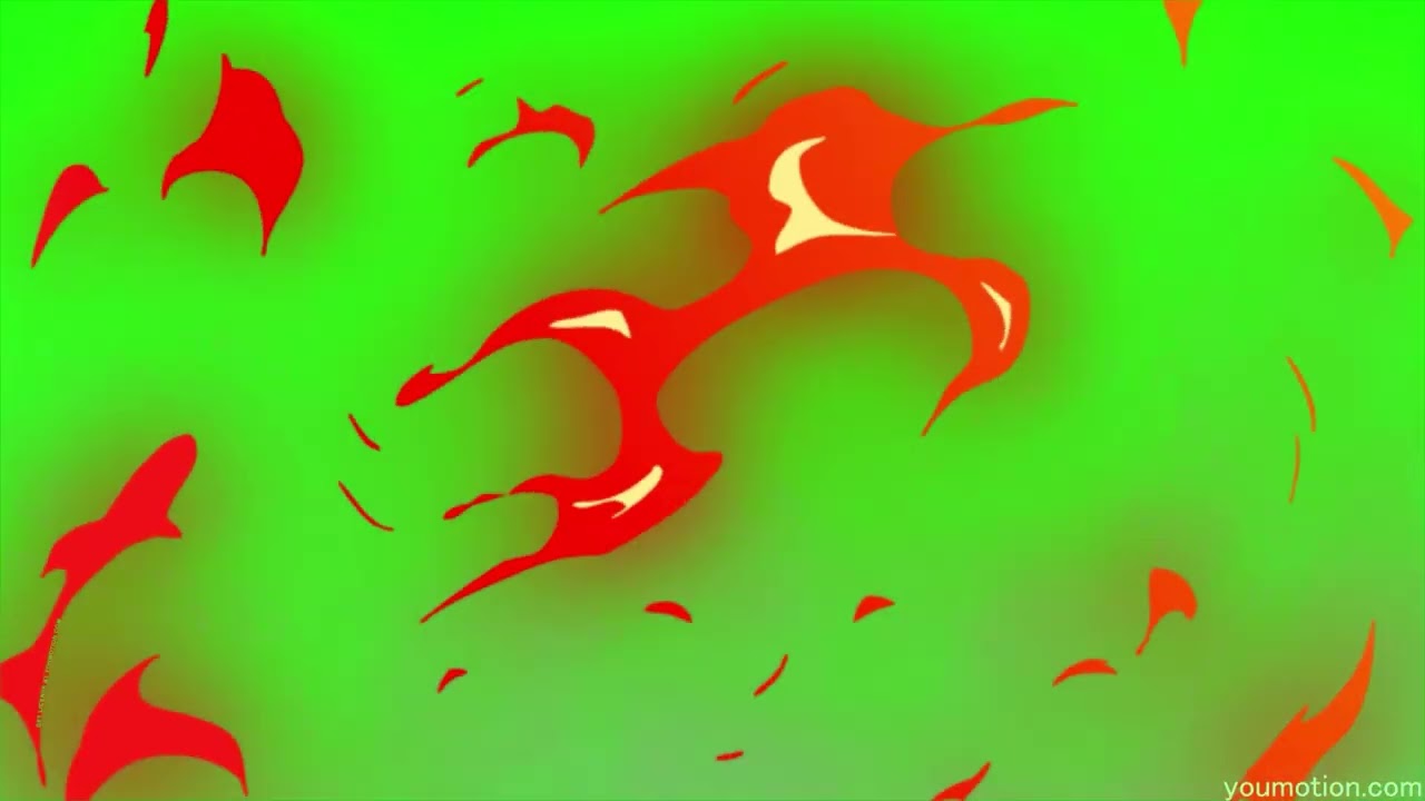 Fire Elements Cartoon Explosion FX Green Screen Fire Burst