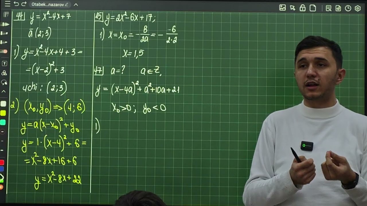 Kvadrat funksiya. Aralash bo'lim