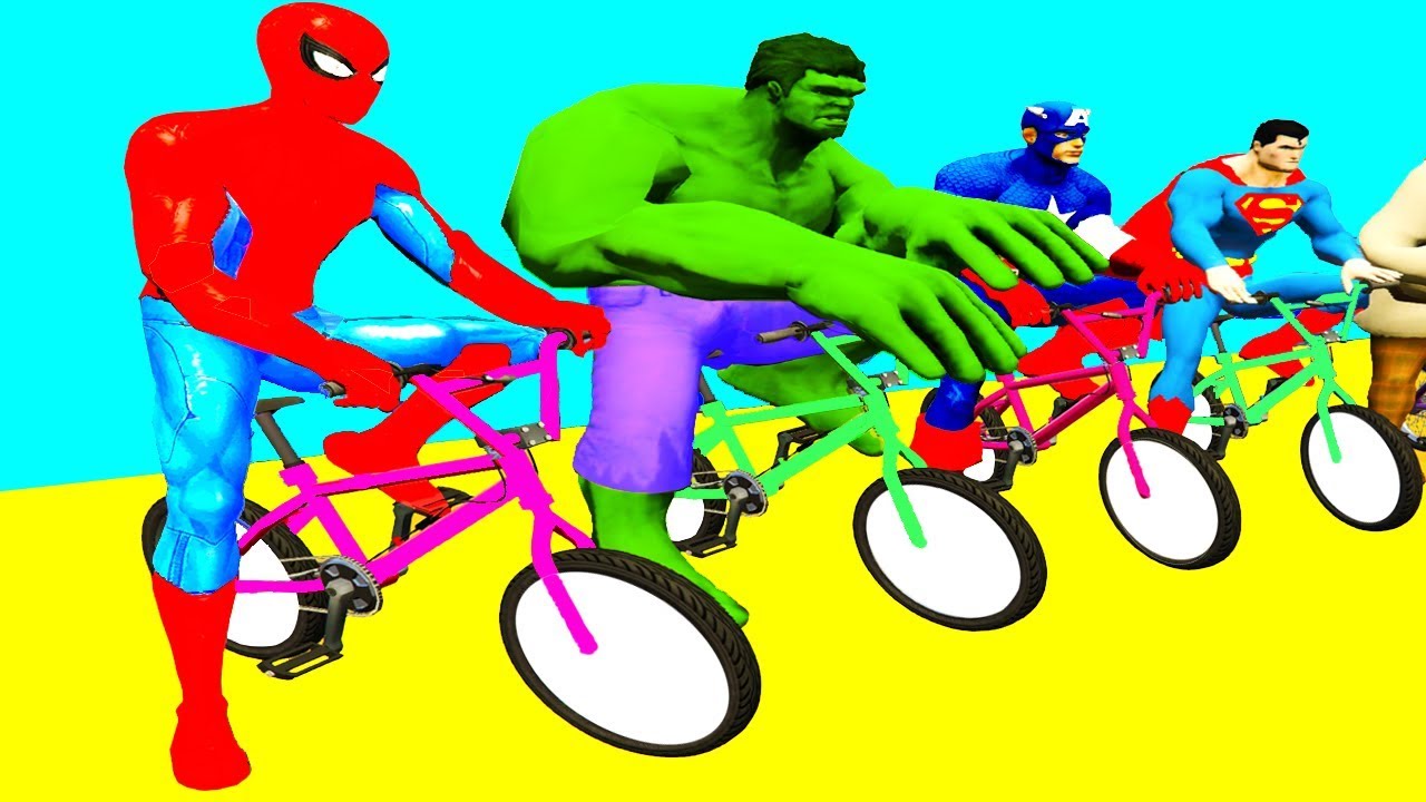 Colors for Children Spiderman Cartoon w Bikes & Small Cars - Learn Colors  Nursery Rhymes for Kids - YouTube