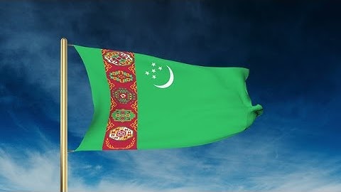 Turkmenistan Flag Slider Style. Waving In The Wind With Cloud Background Animati Stock Video