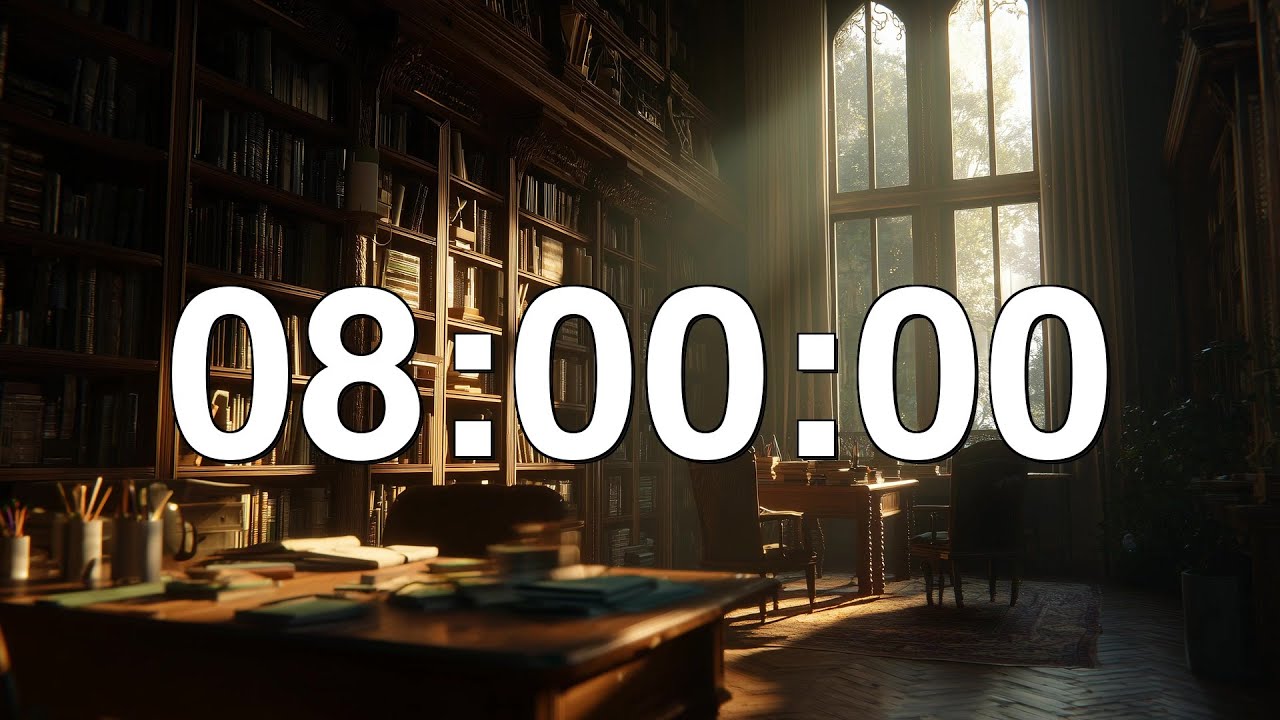 Library Edition | 8 Hour Study Timer with Light Rain Sounds | Focus ...