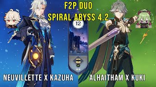 F2P Duo C0 Neuvillette Kazuha and C0 Alhaitham Kuki - Genshin Impact Abyss 4.2 - Floor 12 9 Stars screenshot 4