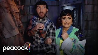 Unidentified with Demi Lovato | Demi, Dallas and Matthew Walk Through Halloween Horror Nights Maze