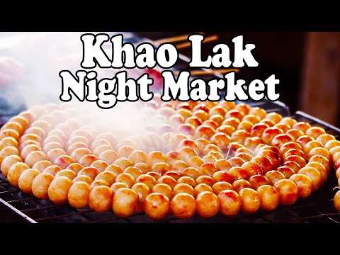 Khao Lak Night Market Tour. Thai Street Food & Shopping at a Bang Niang Market in Khao Lak Thailand