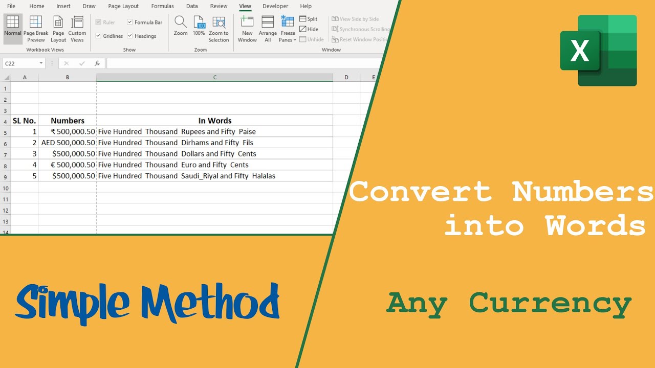 Convert Numbers Into Words In Microsoft Excel YouTube