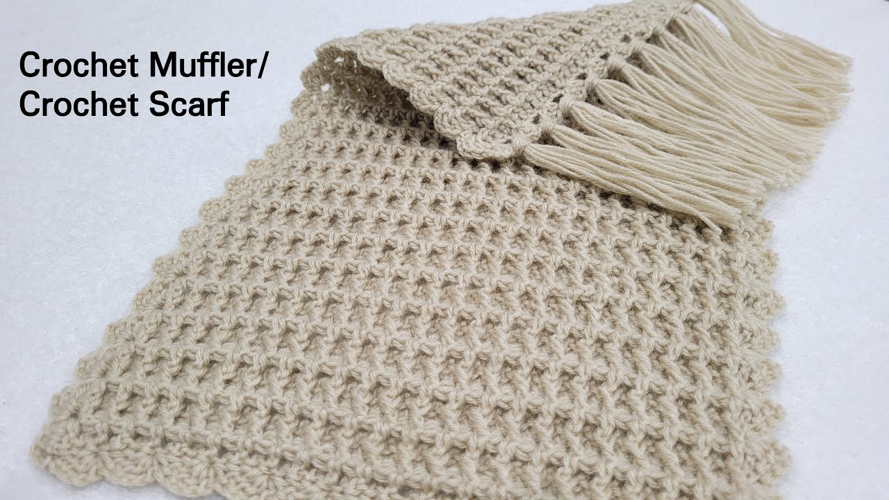 マフラー・ストール STUDIOTABLE : 24FW / HANDMADE CROCHET WOOL MUFFLER (2COLORS) How to make Woollen Scarf / Muffler || Crochet Scarf