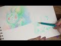 SKETCHING pokemon Bulbasaur in pastel color pencil set
