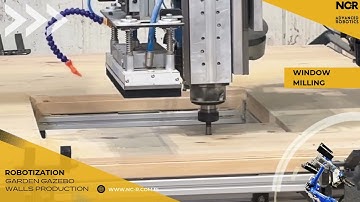 Wooden gazebo walls nailing  milling robot www.nc-r.com.pl