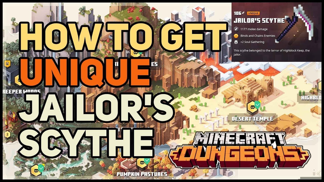 How to get Jailor's Scythe Unique Soul Scythe Minecraft Dungeons - YouTube
