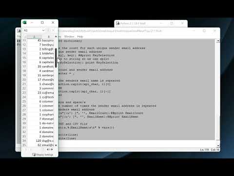 Python how to create a dictionary of unique Gmail emails with totals and write them to a text File.