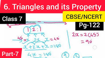 Chapter6,TriangleAndItsProperties,cl7,CBSE /NCERT.TheThreeAnglesOf a triangle are in the ratio 1:2:1