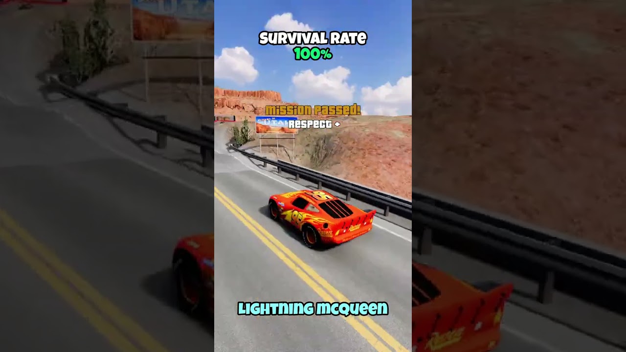 Which car overtakes the truck and survives? 