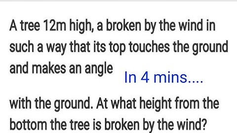 Class 10- A tree is broken by the wind the top struck the ground at an angle of 30° m from the r....