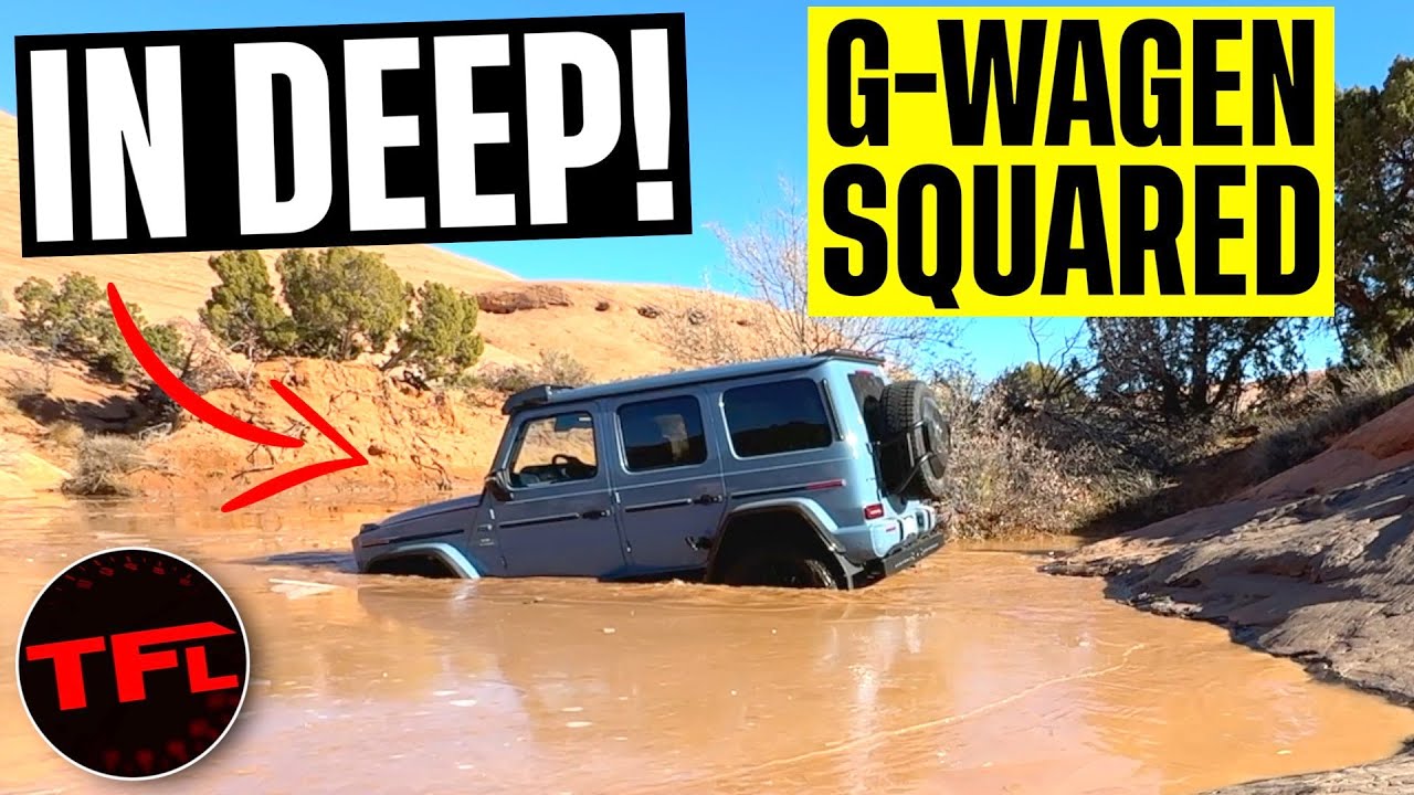 ⁣Holy SH%*! I Did NOT Expect to Take This Mercedes-AMG G 63 4x4 Squared into a Lake and Make It!