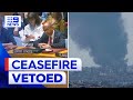 US vetoes UN plea for humanitarian ceasefire in Gaza | 9 News Australia