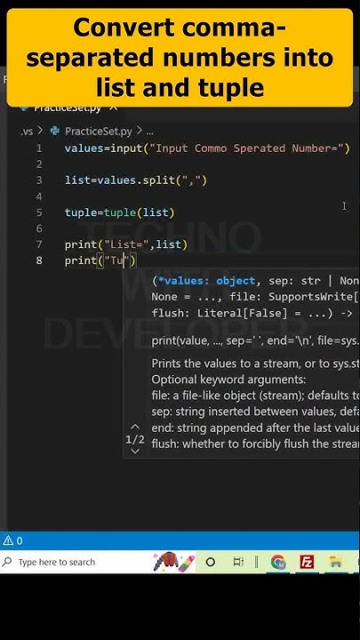 Accepts comma separated values & generate a list & tuple in Python Part ...