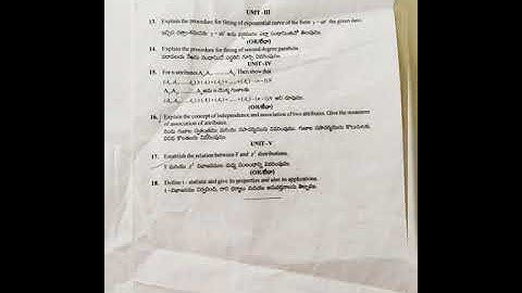 degree , sv university, 3rd sem statistics question paper 2021