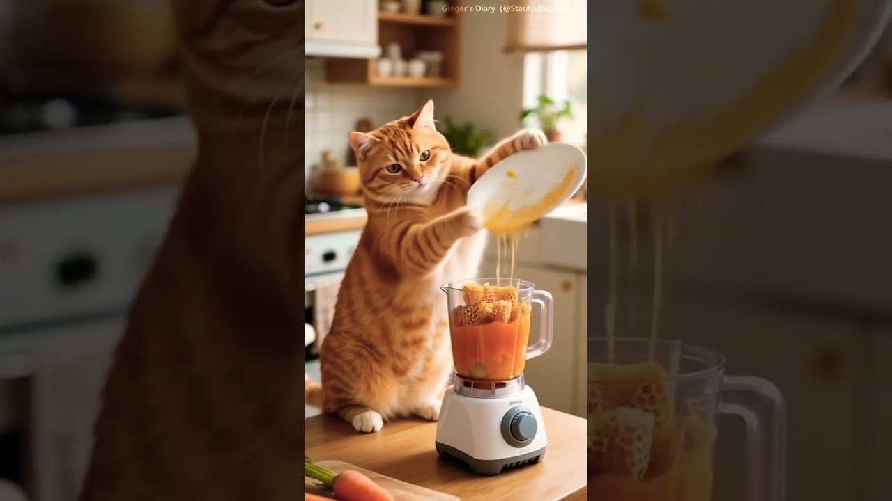 Kucing Chef Bikin Jus Wortel Madu 🍯🥕 Terlalu Imut! #videoshort #cat #imut #cute #cutecat #catshorts