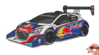 How to draw a PEUGEOT 208 T16 PIKES PEAK / drawing peugeot 208 2013 car