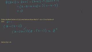 Y12 Specialist Complex Numbers Solving Polynomial Equations Example 15