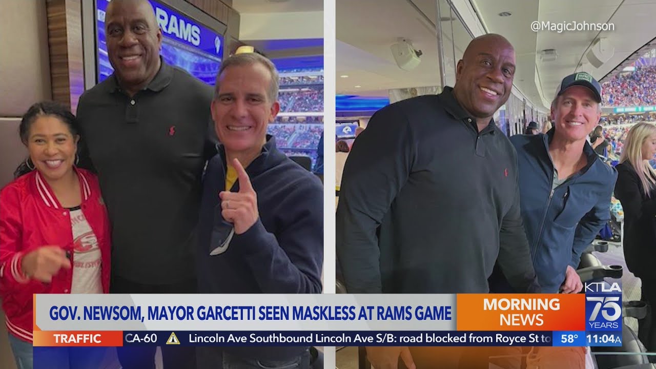 Newson, Garcetti face criticism after posing maskless at Rams game