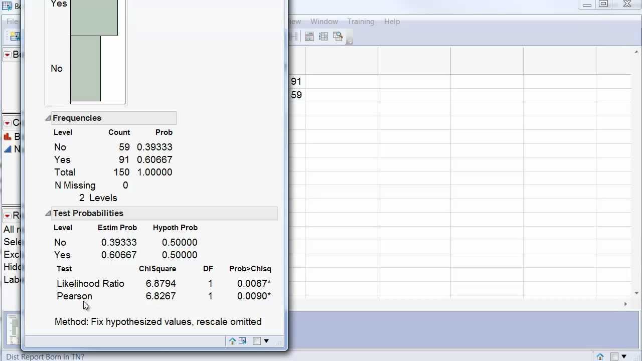 hypothesis testing in jmp