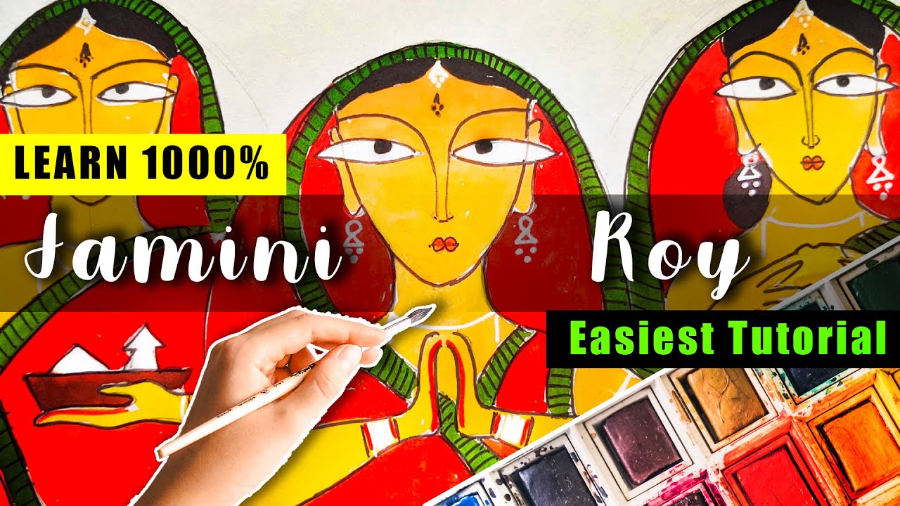 JAMINI Roy Painting Easy to Draw Video Tutorial/ 5 Steps for Jamini roy