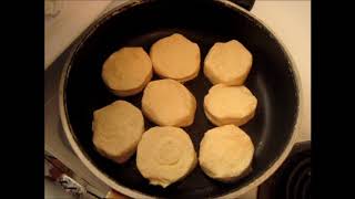 Stove top cooked Biscuits in a skillet