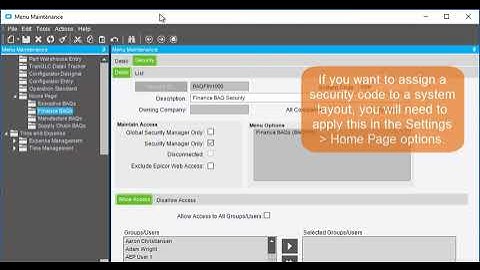 Assigning a Security Code to Users or Groups - TOOLS & ADMINISTRATION | Epicor ERP