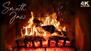 Smooth Jazz Music Fireplace 4K ~ Vol 2 ~ Romantic Fireplace Music Ambience